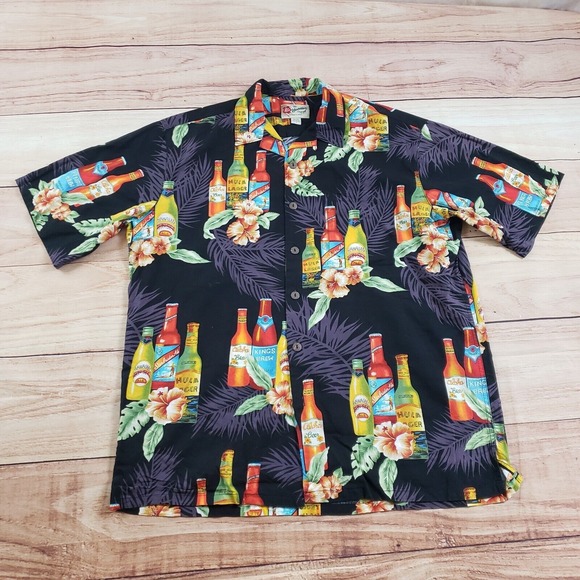 Hilo Hattie Other - Hilo Hattie Shirt Mens‎ Large Black Yellow Button Up Hawaiian Camp Beer Adult